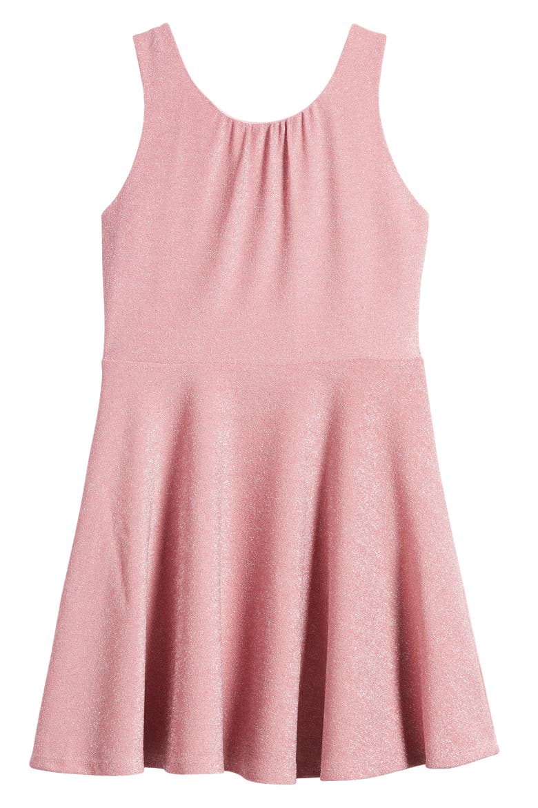 Kids' Metallic Sleeveless Skater Dress, Main, color, BLUSH