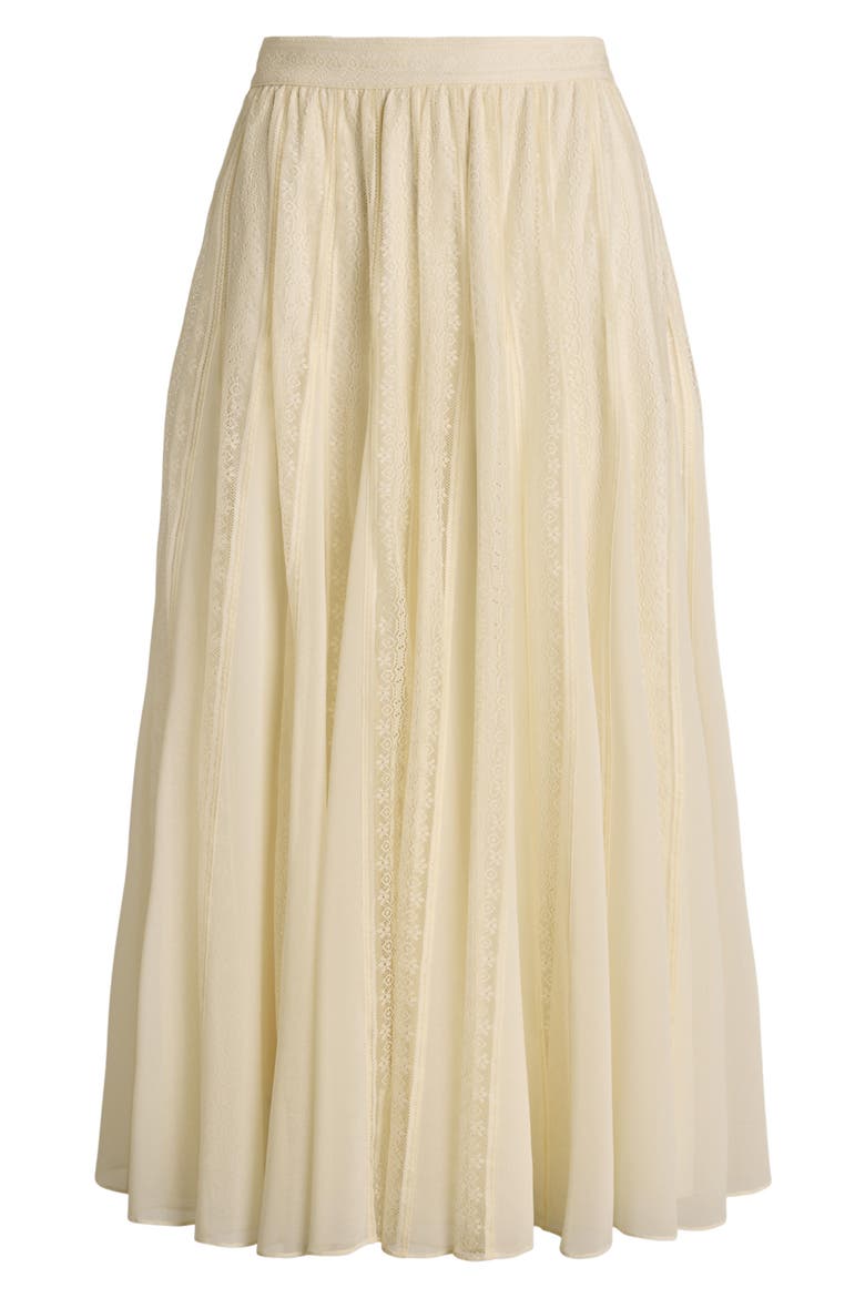 Lace & Chiffon Midi Skirt, Alternate, color, MASCARPONE CREAM