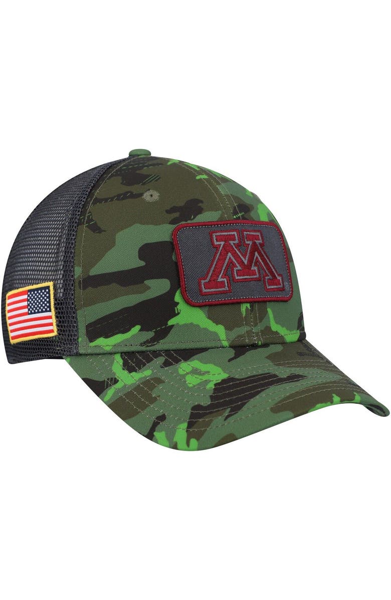 Nike Men's Nike Camo/Black Minnesota Golden Gophers Classic99 Veterans Day Trucker Snapback Hat, Main, color,