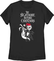 The Nightmare Before Christmas Women's The Nightmare Before Christmas Jack Skellington Santa Hat Logo Graphic T-Shirt