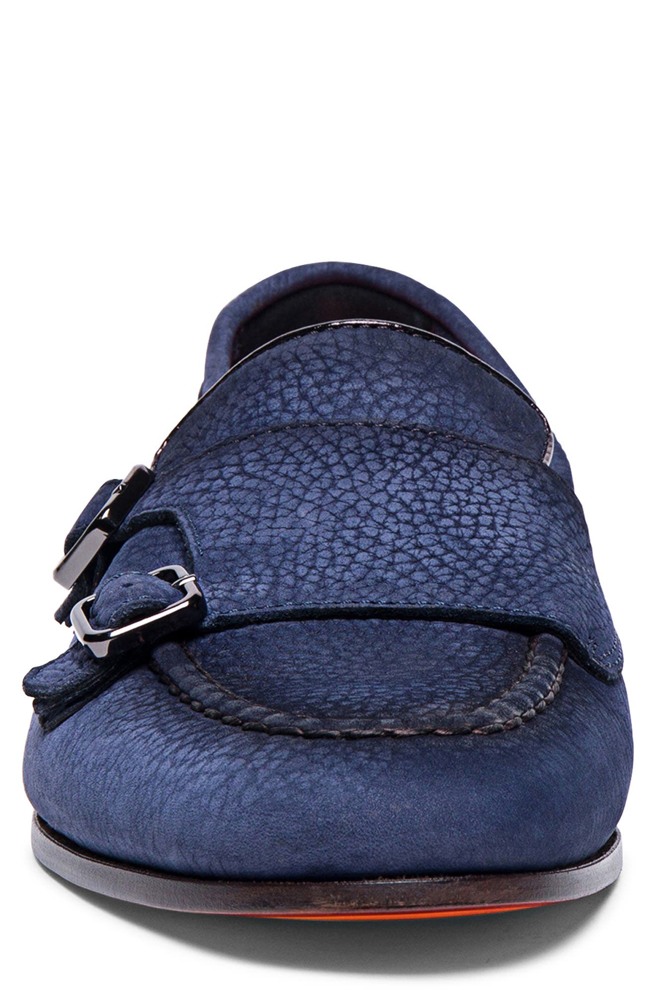 Santoni Dong Double Monk Strap Shoe, Alternate, color, Blue