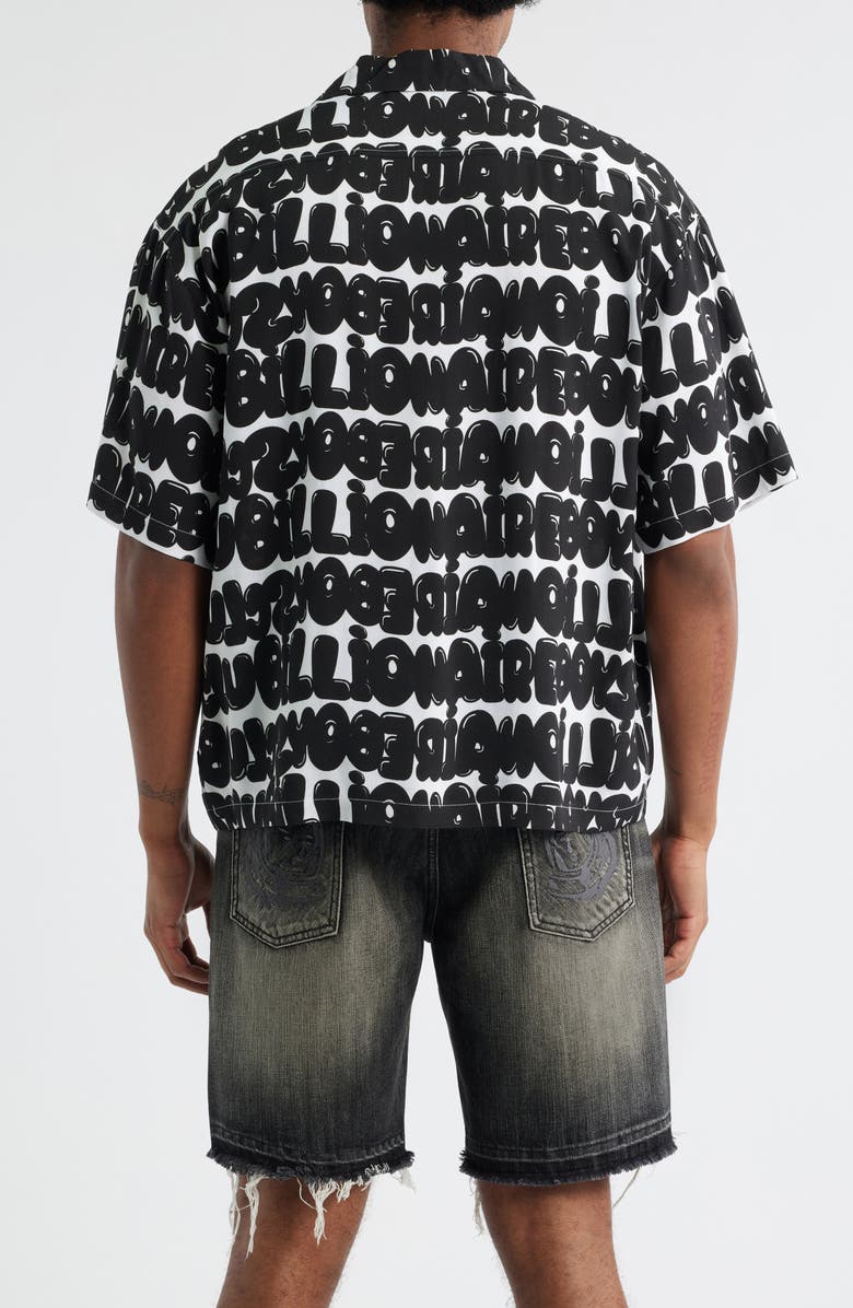 Billionaire Boys Club BB Billi Allover Logo Print Camp Shirt, Alternate, color, White