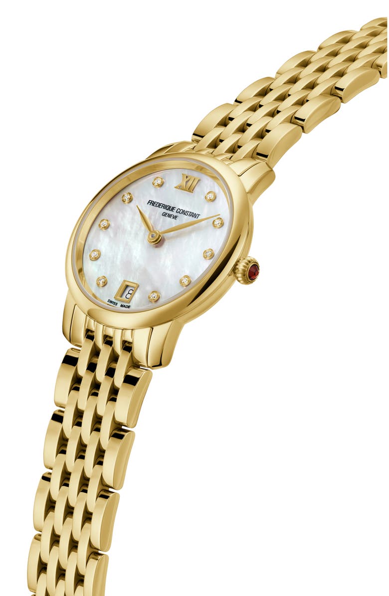 FREDERIQUE CONSTANT Classic Slimline Diamond Bracelet Watch, 30mm, Alternate, color, Gold-Tone