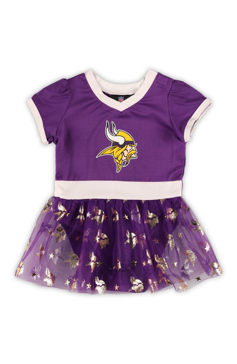 JERRY LEIGH Girls Infant Purple Minnesota Vikings Tailgate Game Day Bodysuit with Tutu, Headband & Leggings Cheerleader Set, Alternate, color, 