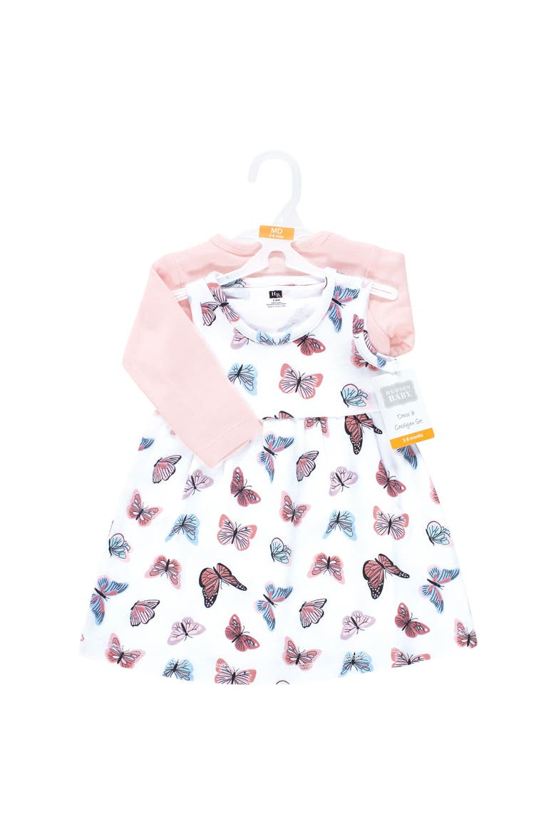 Soft Cotton Dress With Coordinating Cardigan, Alternate, color, Sweet Butterflies