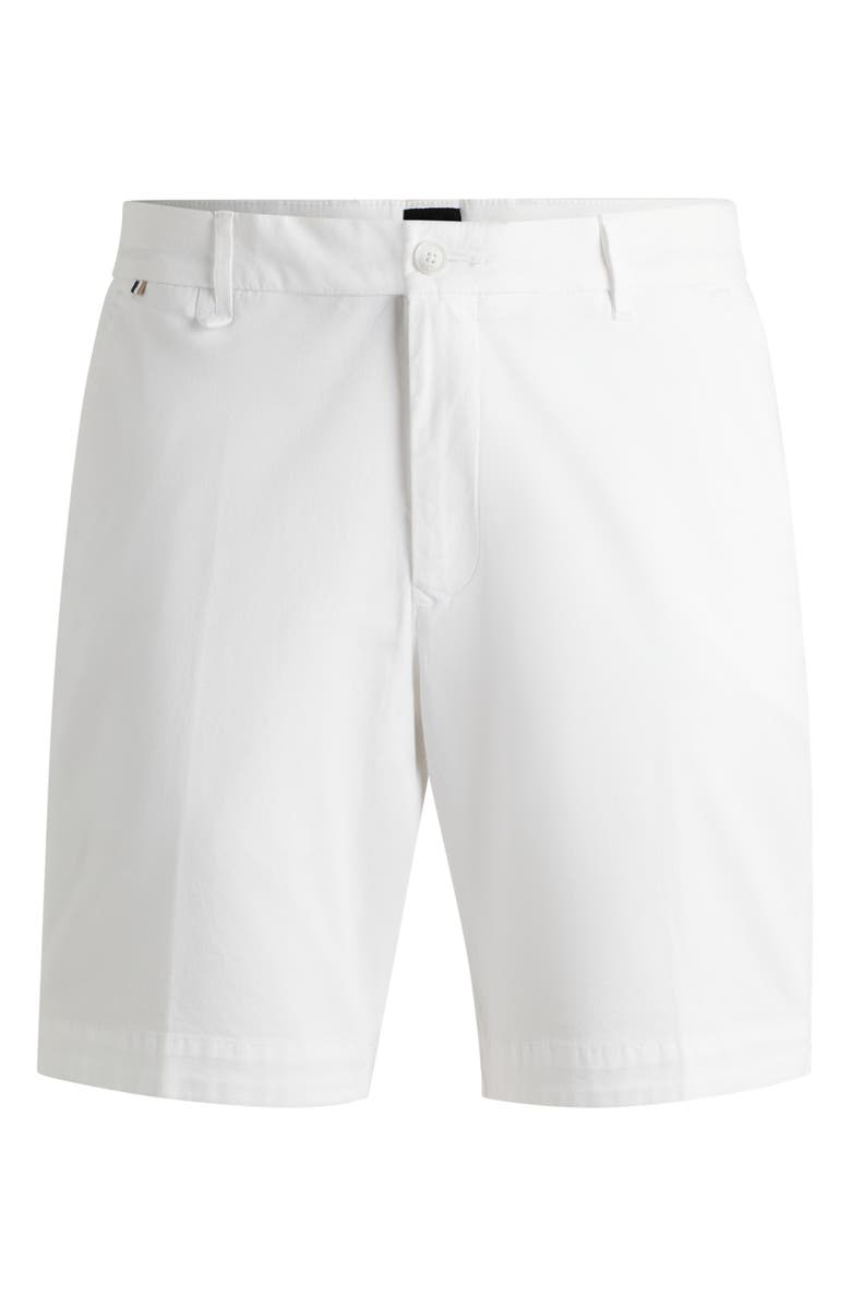BOSS Slice Stretch Cotton Shorts, Alternate, color, White