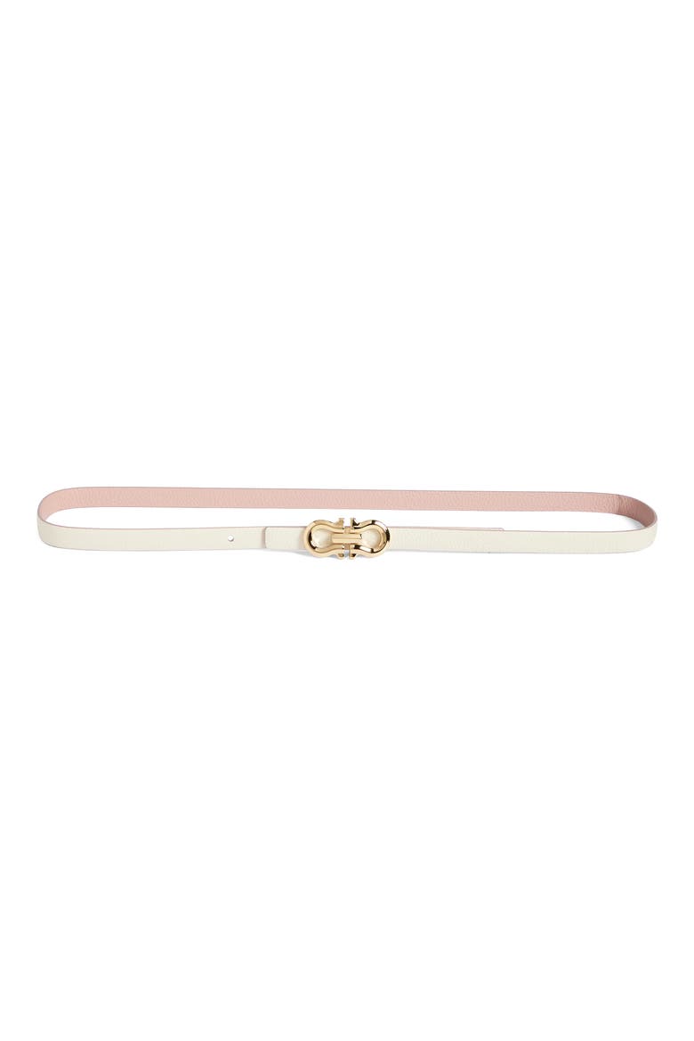 Double Gancio Contour Leather Belt, Main, color, MASCARPONE/ ROSE