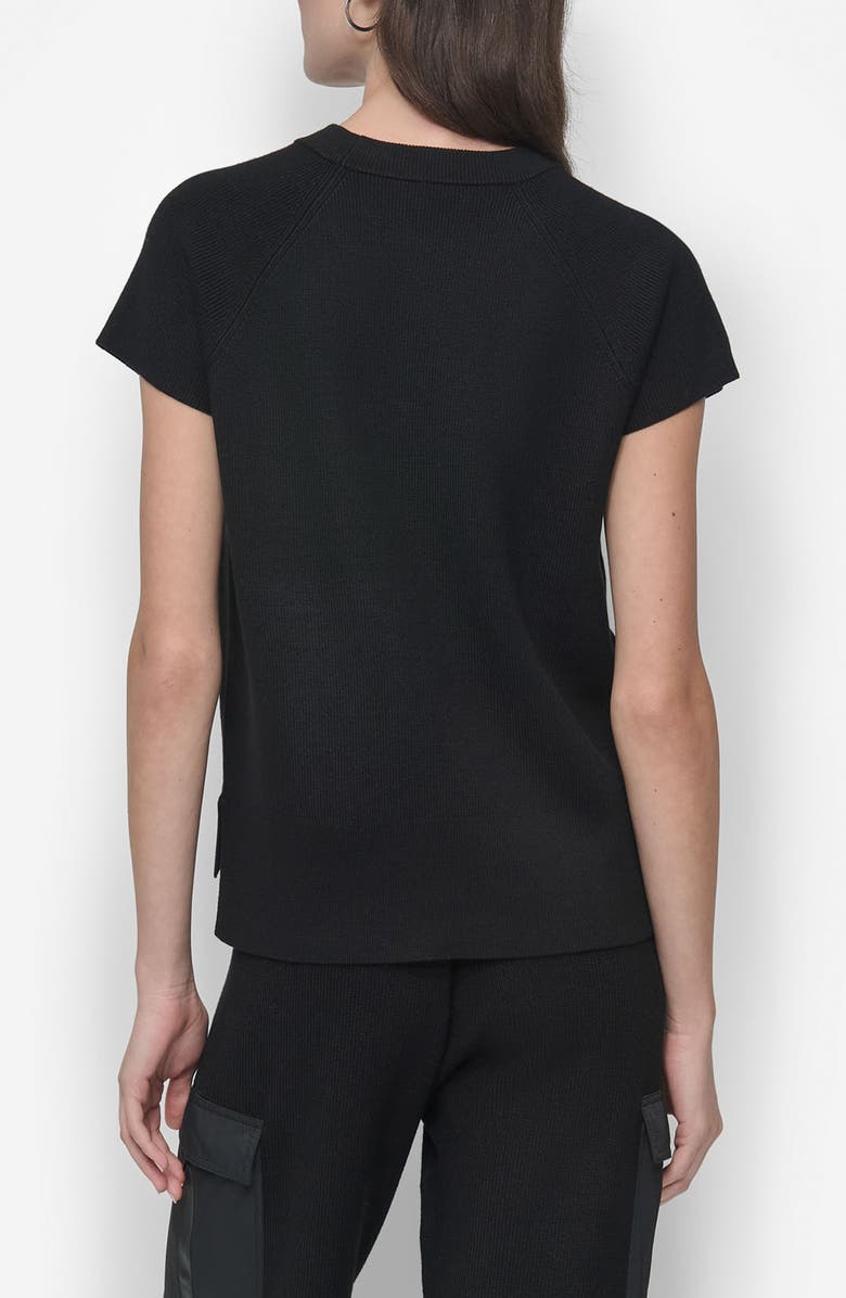 DKNY Satin Pocket Short Sleeve Sweater, Alternate, color,