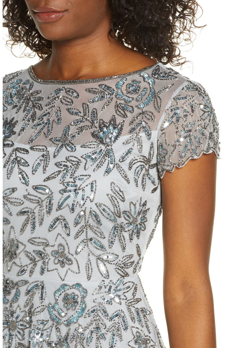 Beaded Mesh Mock Two-Piece Gown, Alternate, color, ICE