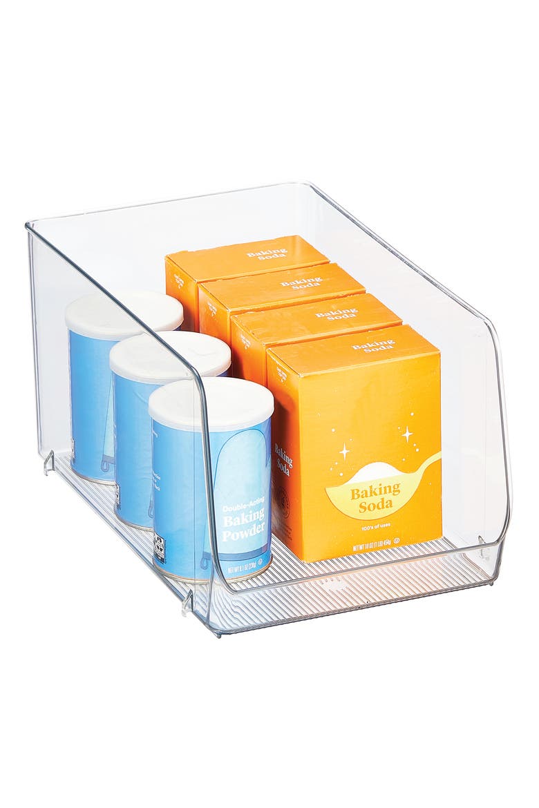 Clear Plastic Stackable Open Front Storage Bin, Main, color, Clear
