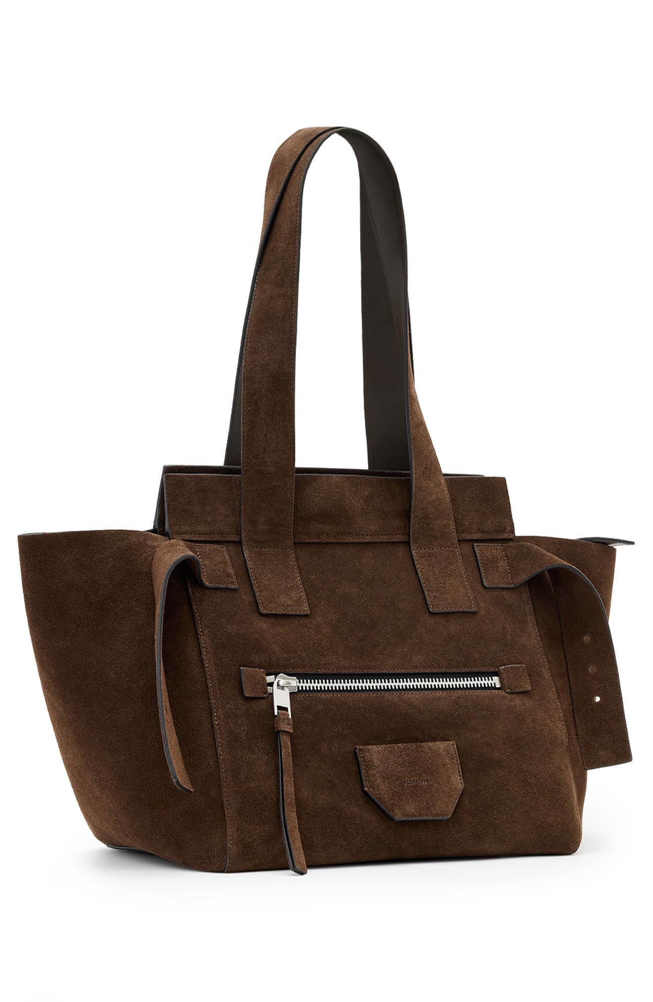AllSaints Perez Suede Tote, Alternate, color, Fango Brown