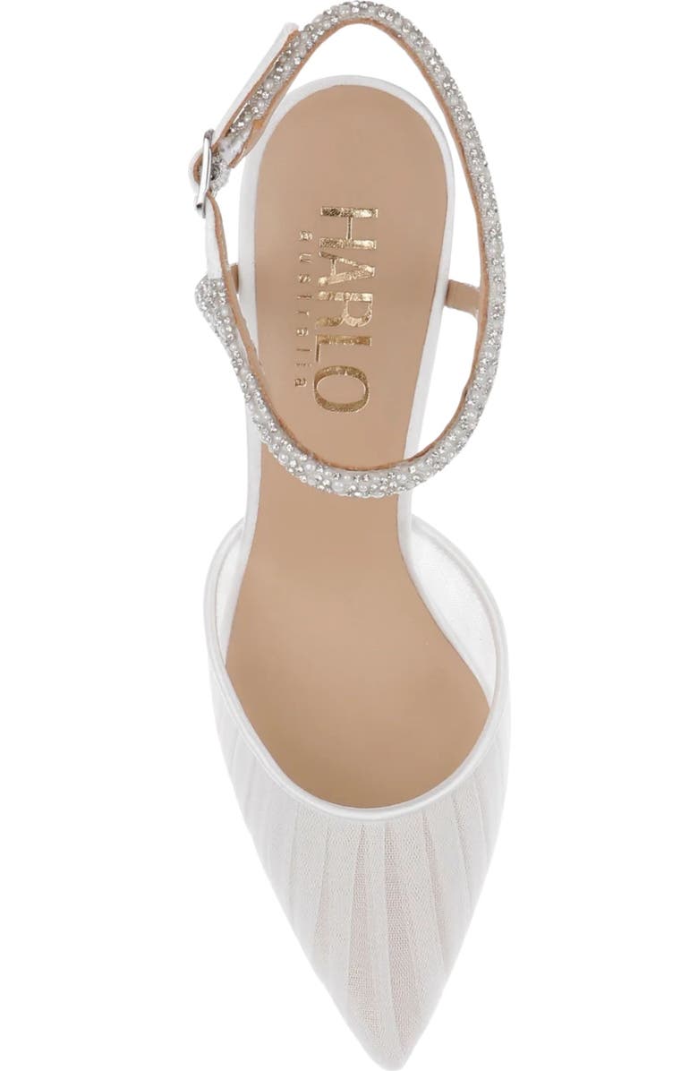 HARLO Australia Georgia Pearl - Pleated Tulle & Pearl Detail Bridal Heel, Alternate, color, Soft White Satin