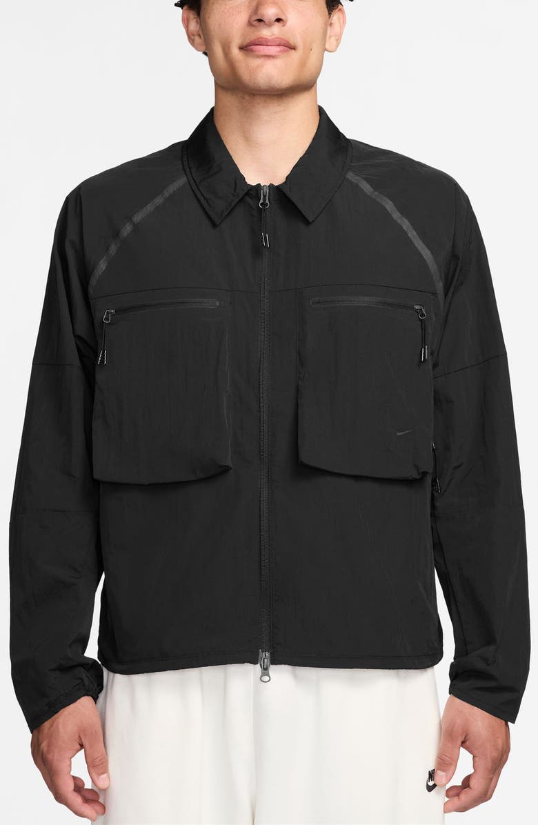 Nike Sportswear Tech Long-Sleeve Utility Shirt Jacket, Main, color, Black/ Black