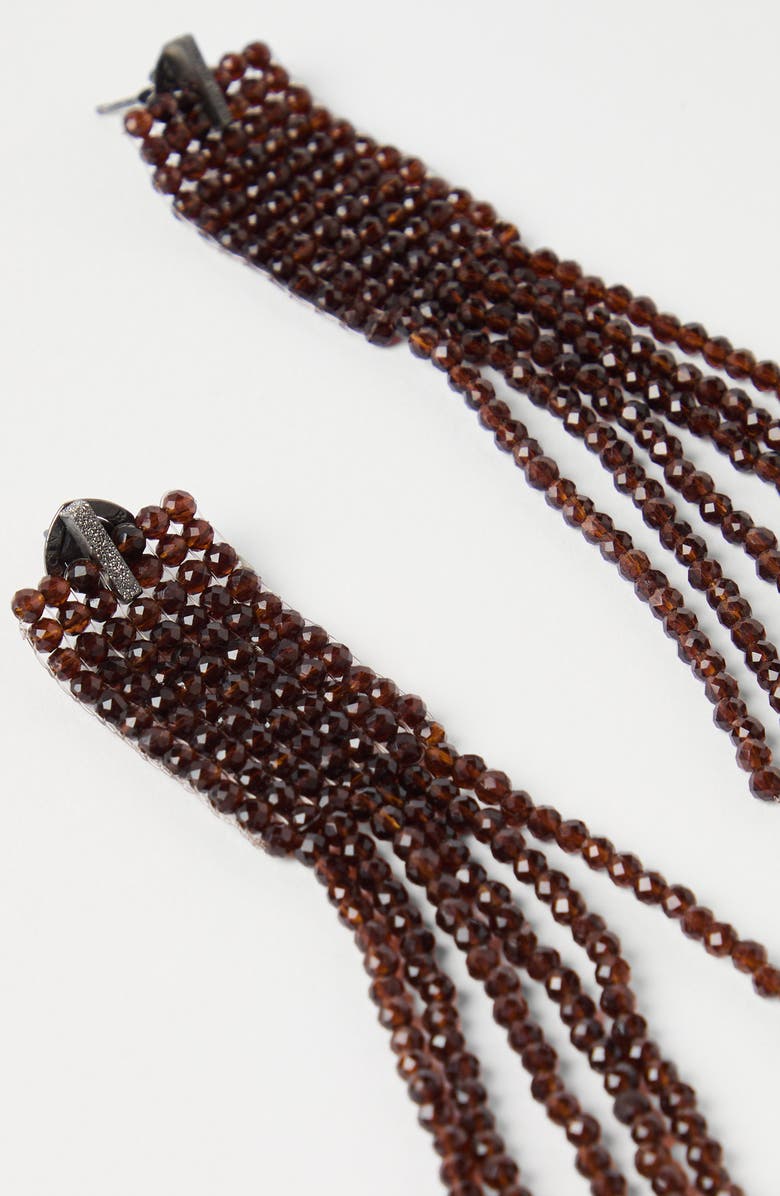 Brunello Cucinelli Frayed earrings in Vetro, Alternate, color, Chocolate