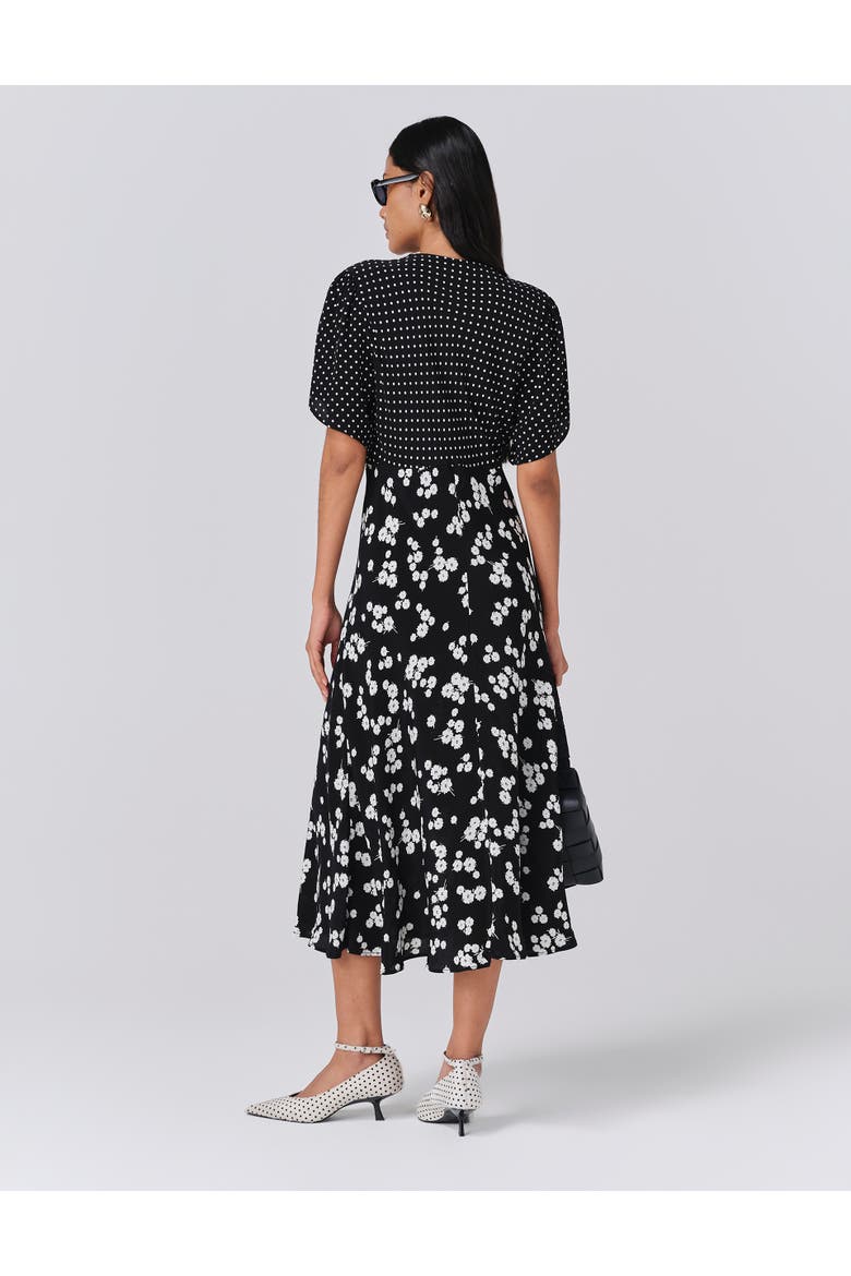 Lulu V-neck Midi Dress, Alternate, color, Black Spot Floral