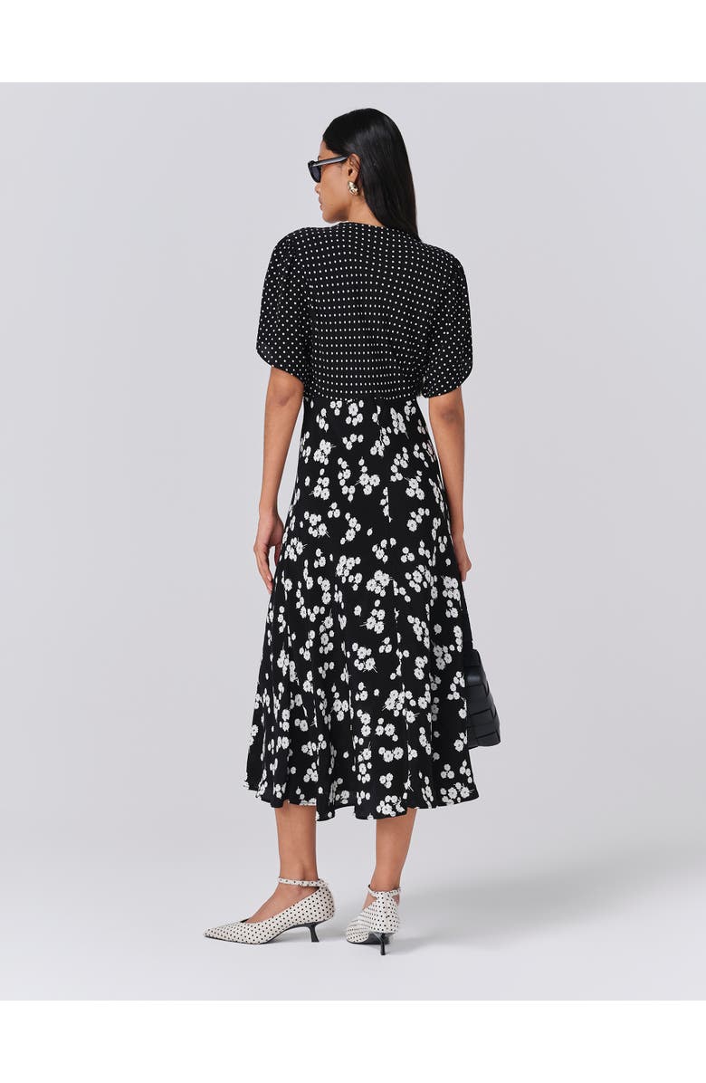 Ghost London Lulu V-Neck Midi Dress, Alternate, color, Black Spot Floral