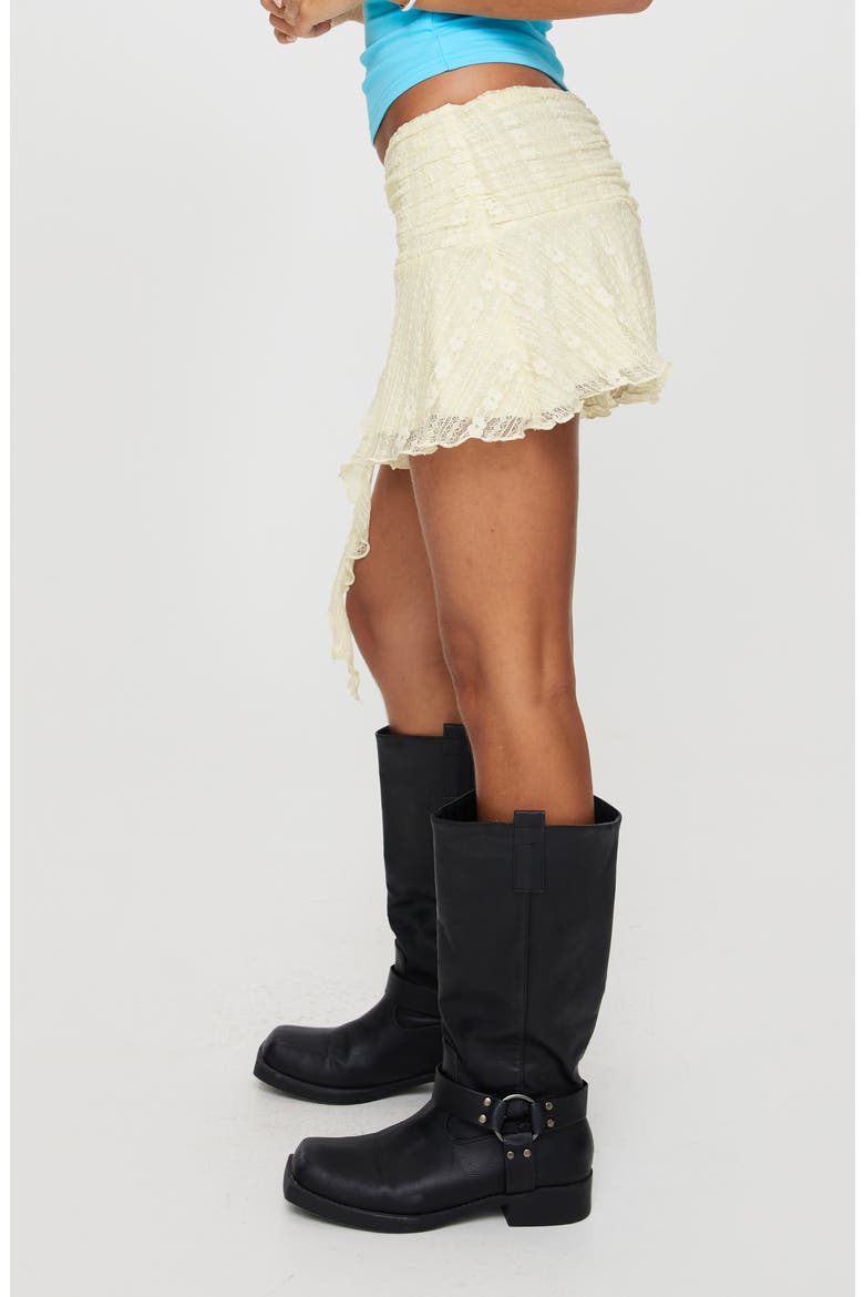 Maidie Asymmetric Ruffle Miniskirt, Alternate, color, LIGHT BEIGE