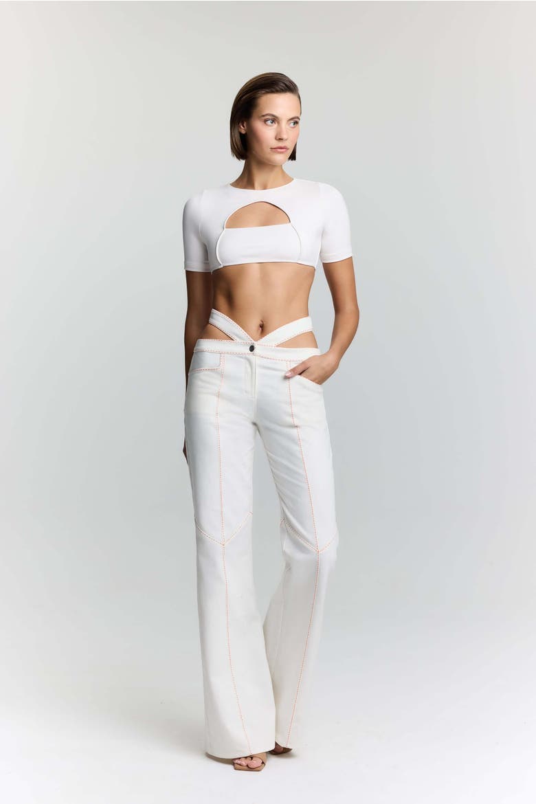 Ronny Denim Jersey Crop Top - Stylish & Comfy, Alternate, color, White