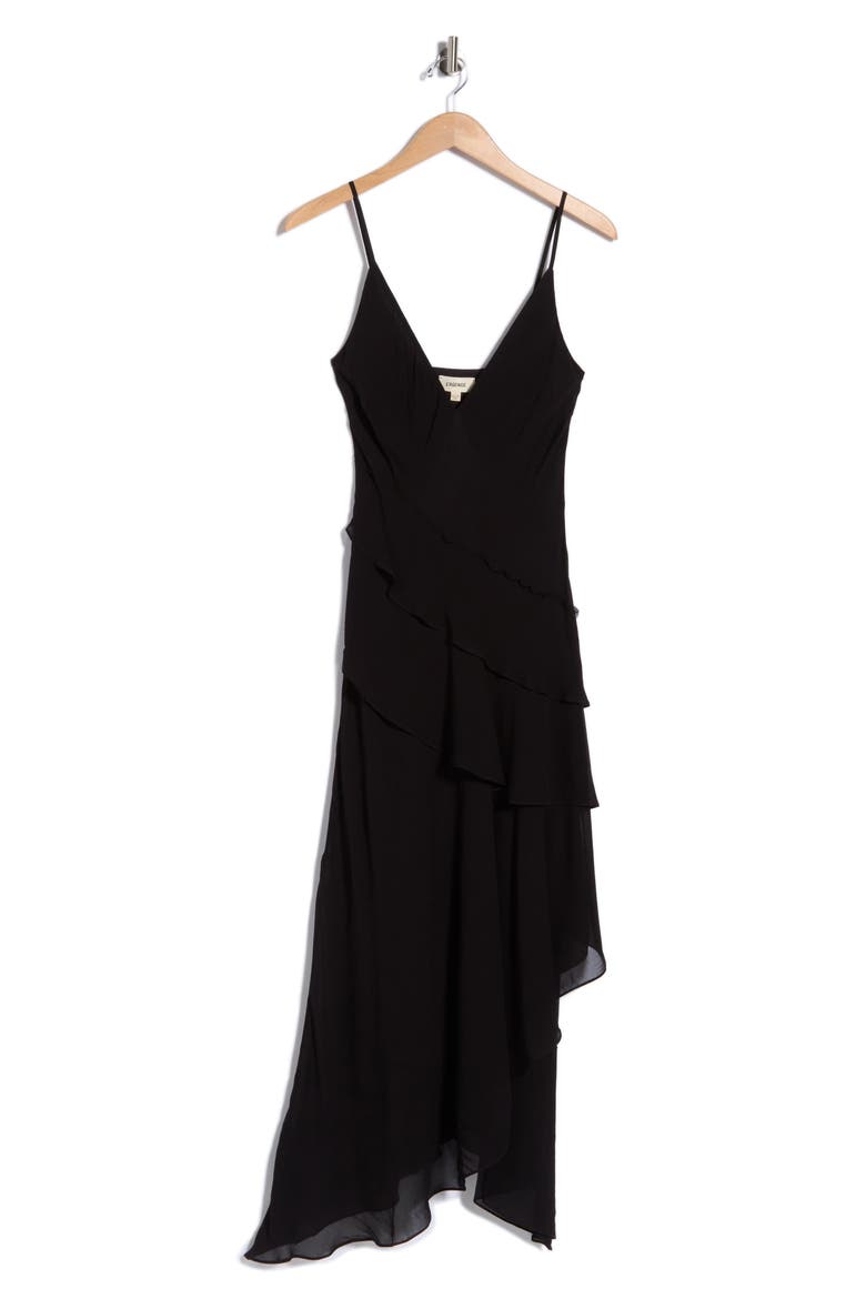 Sunniva Tiered Midi Dress, Alternate, color, BLACK