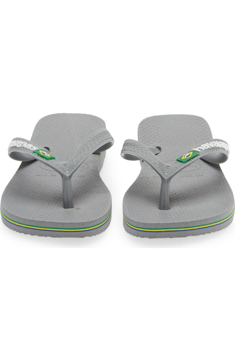 Havaianas Kids' Brazil Logo Flip Flop, Alternate, color, Steel Grey