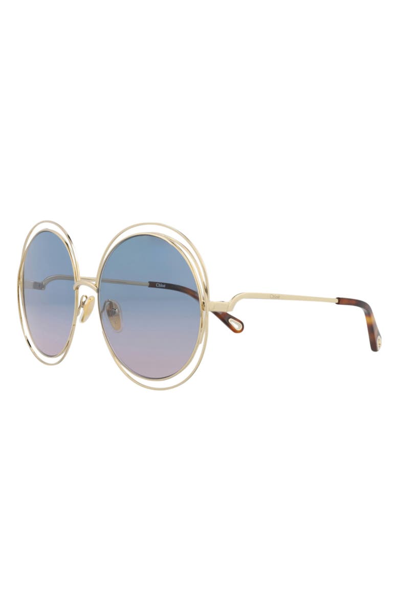 Chloé 62mm Gradient Round Sunglasses, Alternate, color, Gold Gold Blue