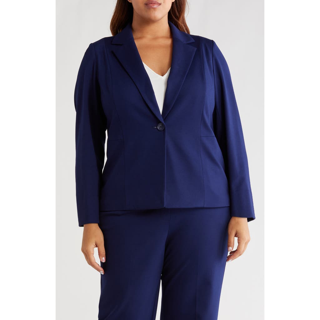 Kasper One-button Seamed Waist Blazer In Blue