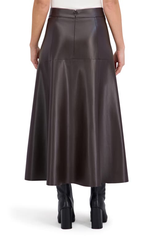 Ookie & Lala Supersoft Faux Leather Geo Seam Maxi Skirt In Brown