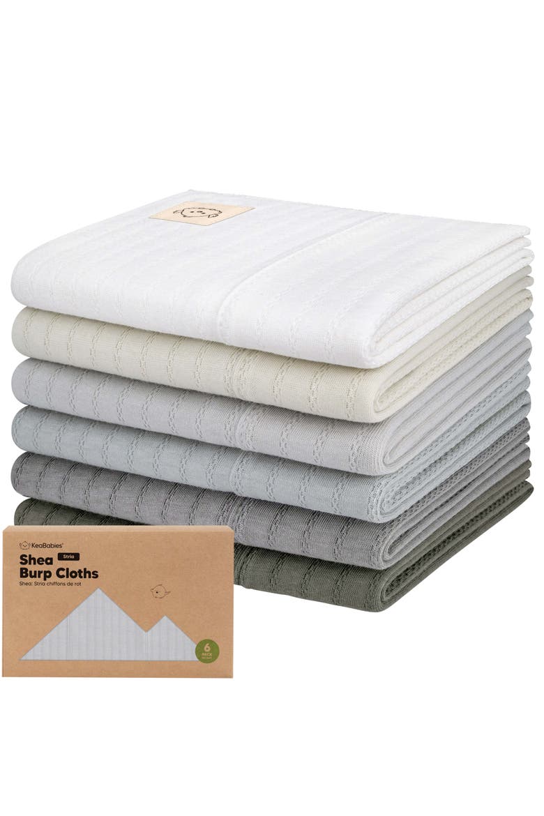 6-Pack Shea (Stria) Burp Cloths, Main, color, Granite