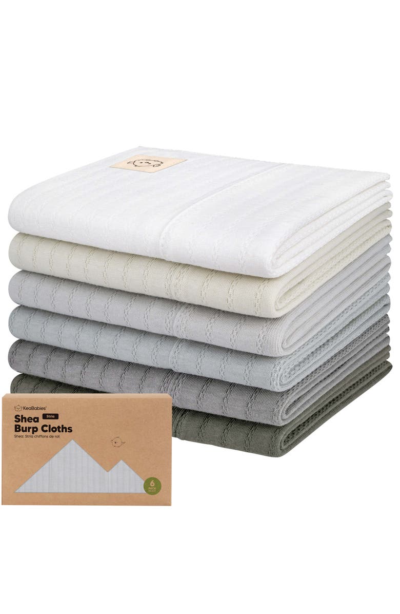 KeaBabies 6-Pack Shea (Stria) Burp Cloths, Main, color, Granite