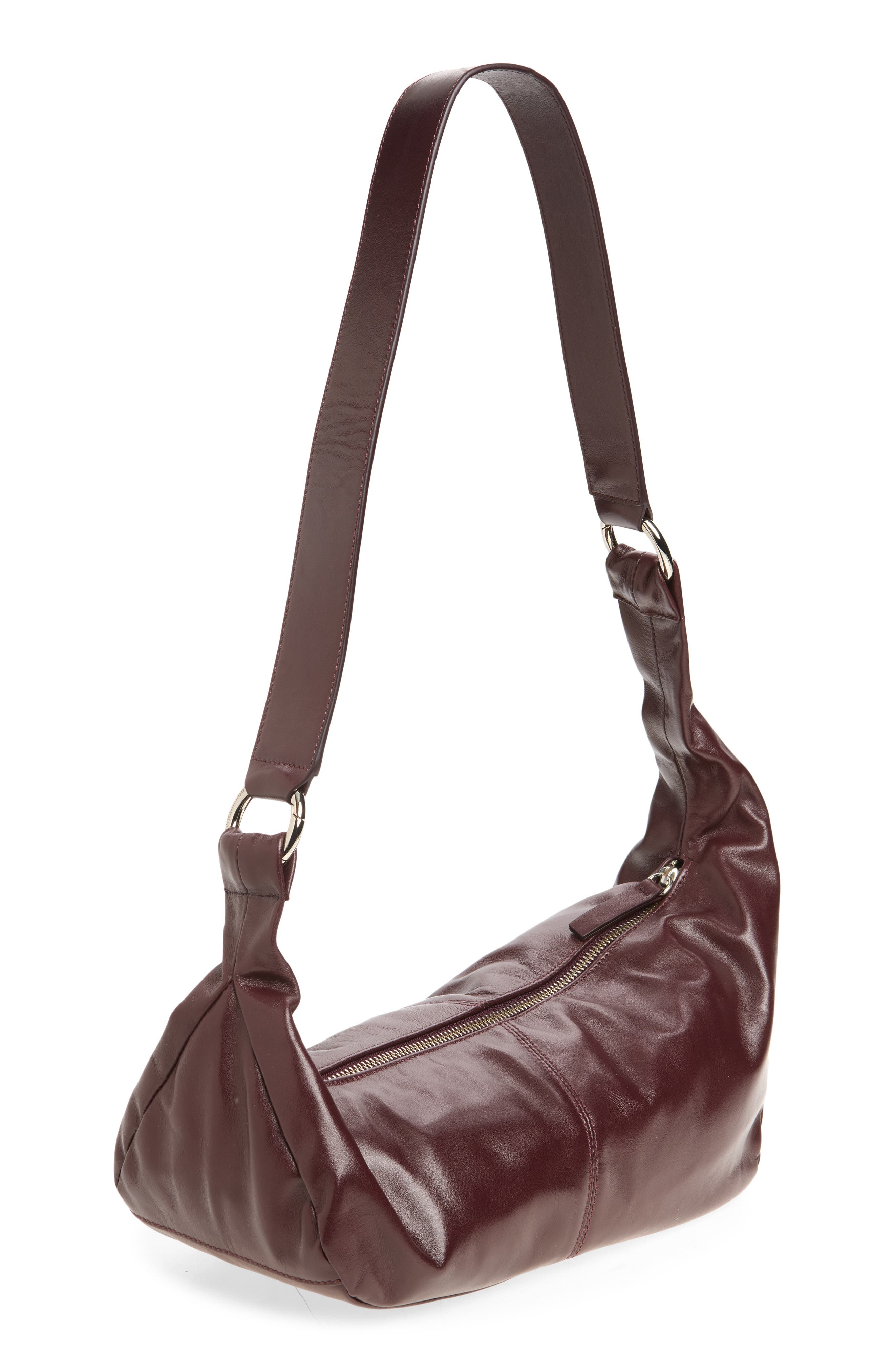 Mini Dry Leather Shoulder Bag, Alternate, color, WINE