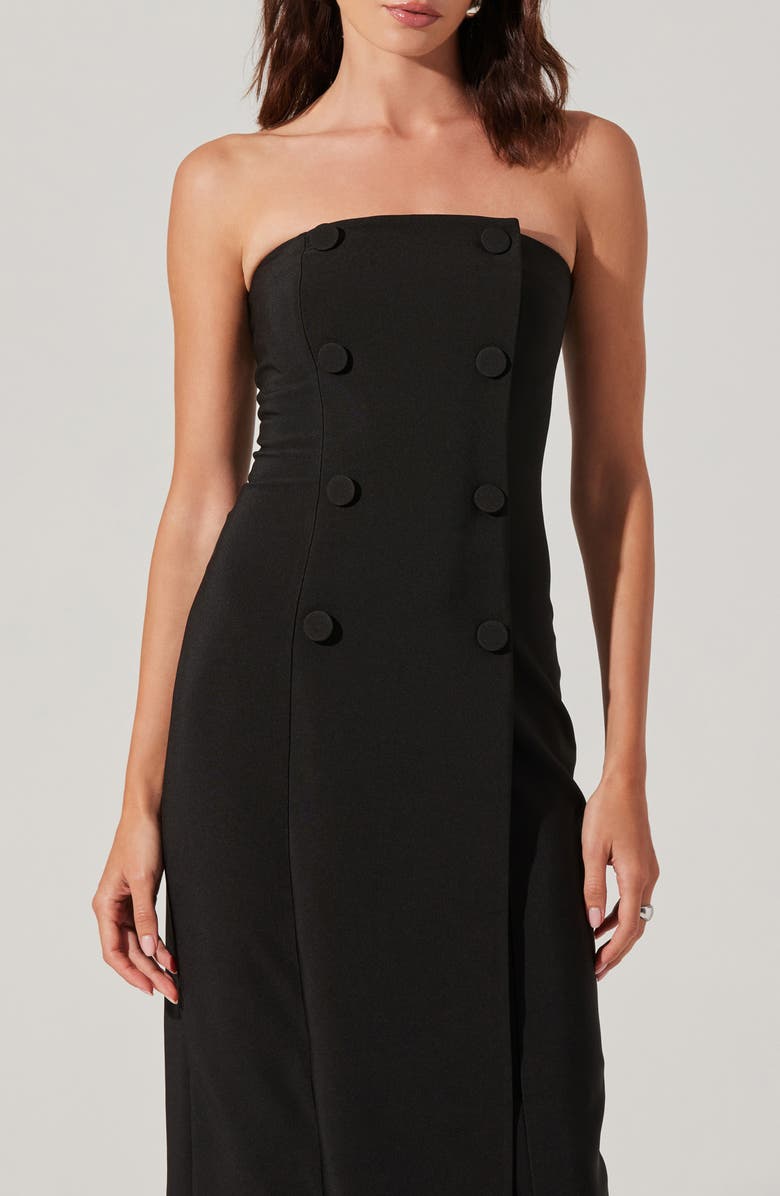 ASTR the Label Strapless Tuxedo Midi Dress, Alternate, color, Black