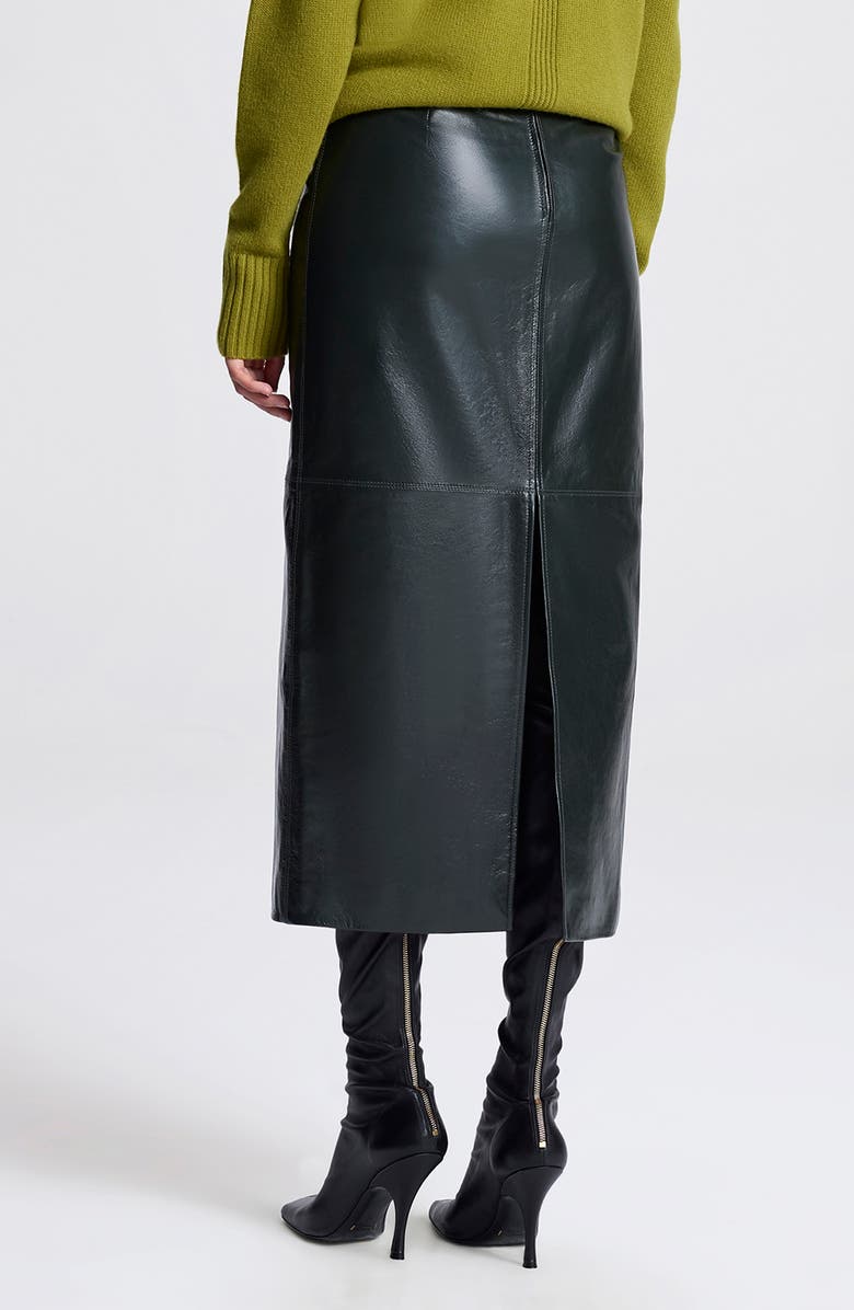 A.L.C. Marta Leather Midi Skirt, Alternate, color, Dark Green