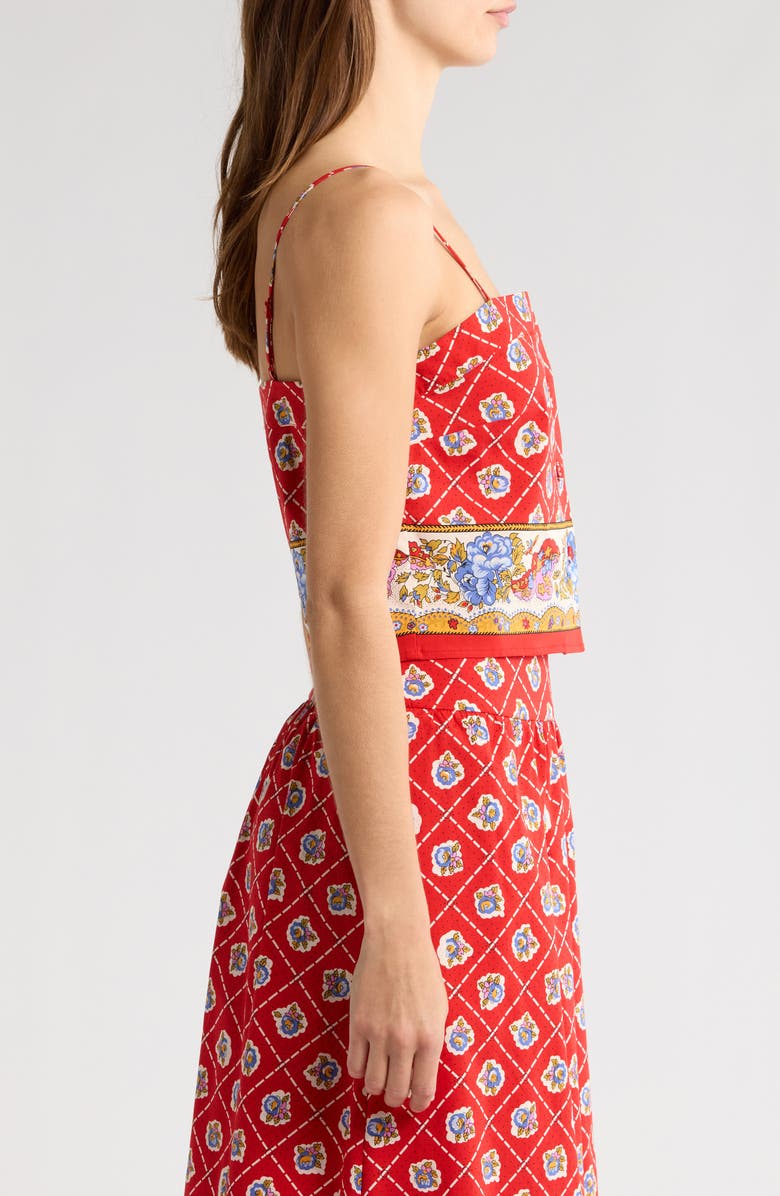 WAYF Josefina Mix Print Crop Top, Alternate, color, Red Scarf