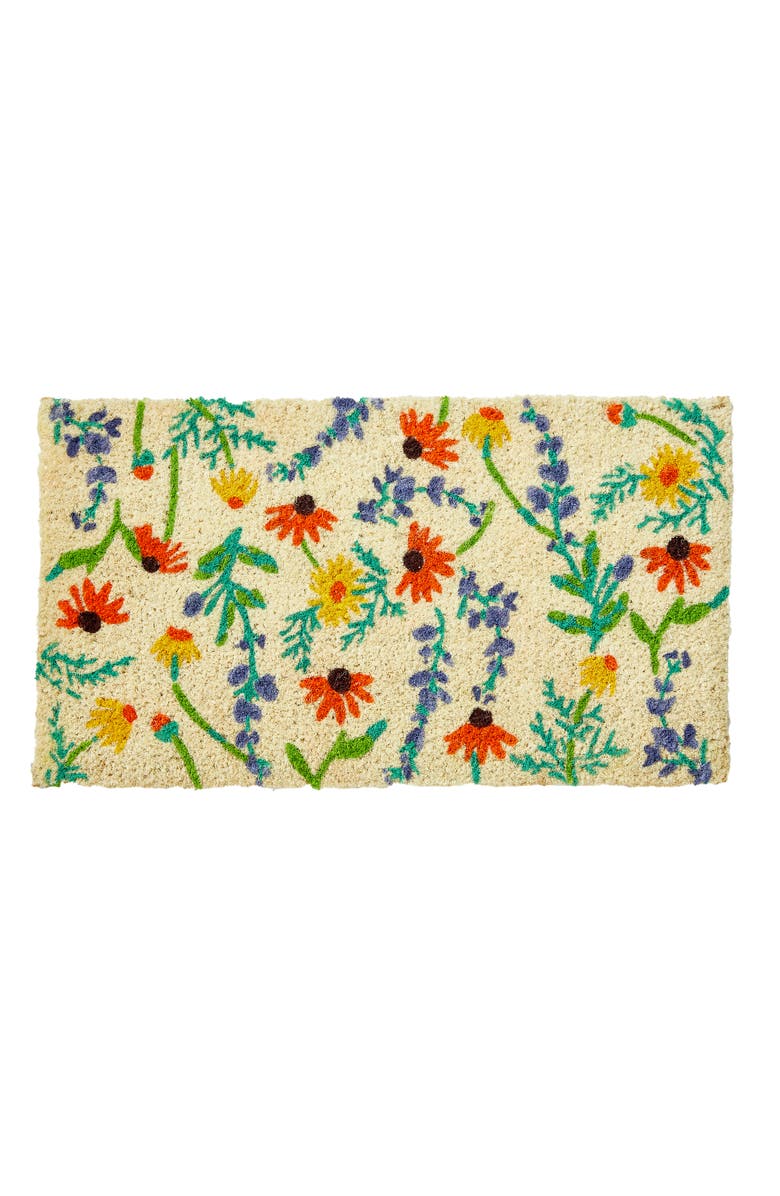 tag Field Flower Coir Mat Multi Coir Everyday,Summer, Main, color, Beige