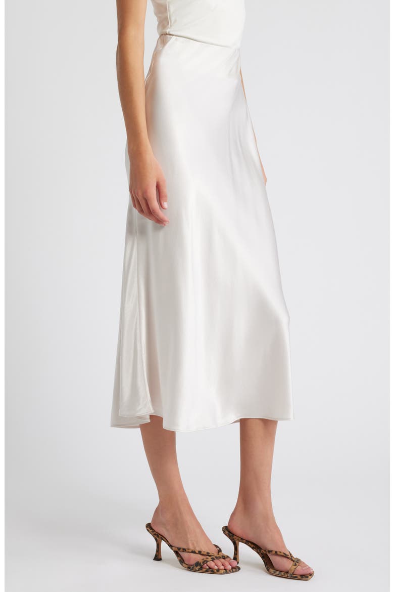 Anya Satin Midi Skirt, Alternate, color, IVORY