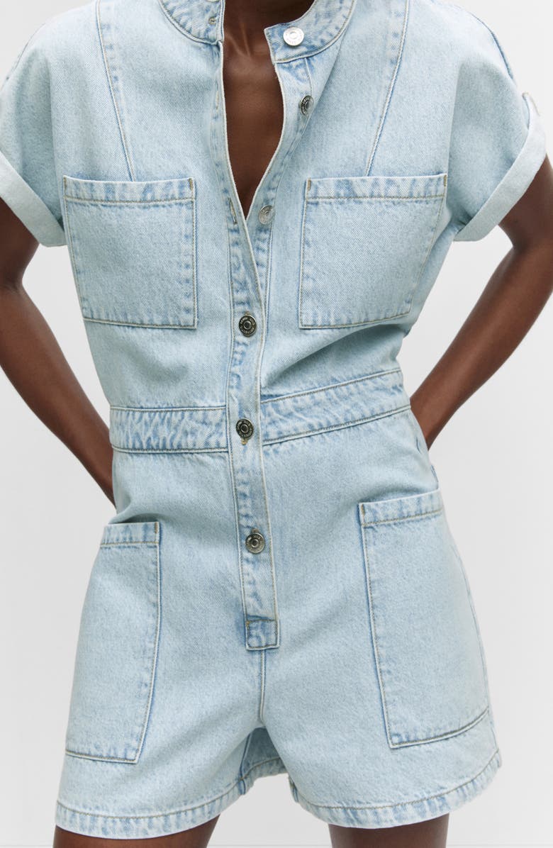 MANGO Denim Romper, Alternate, color, 
