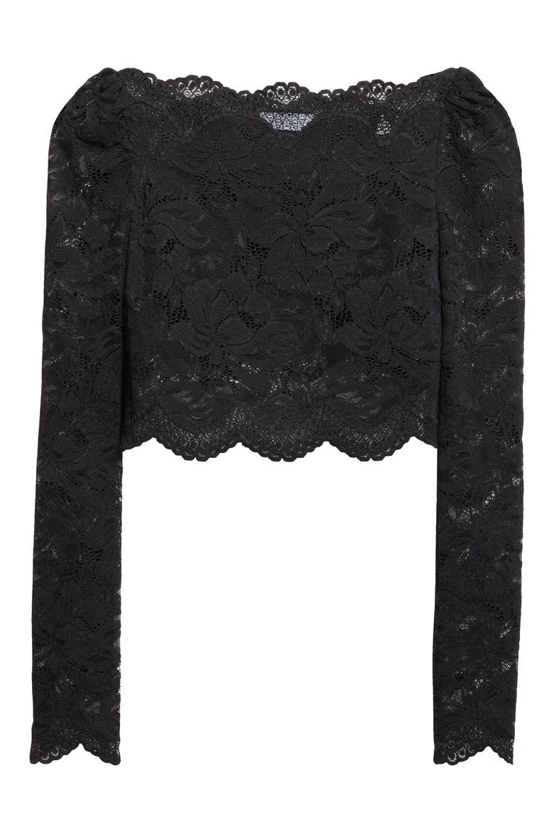 Stretch Lace Crop Top, Alternate, color, BLACK