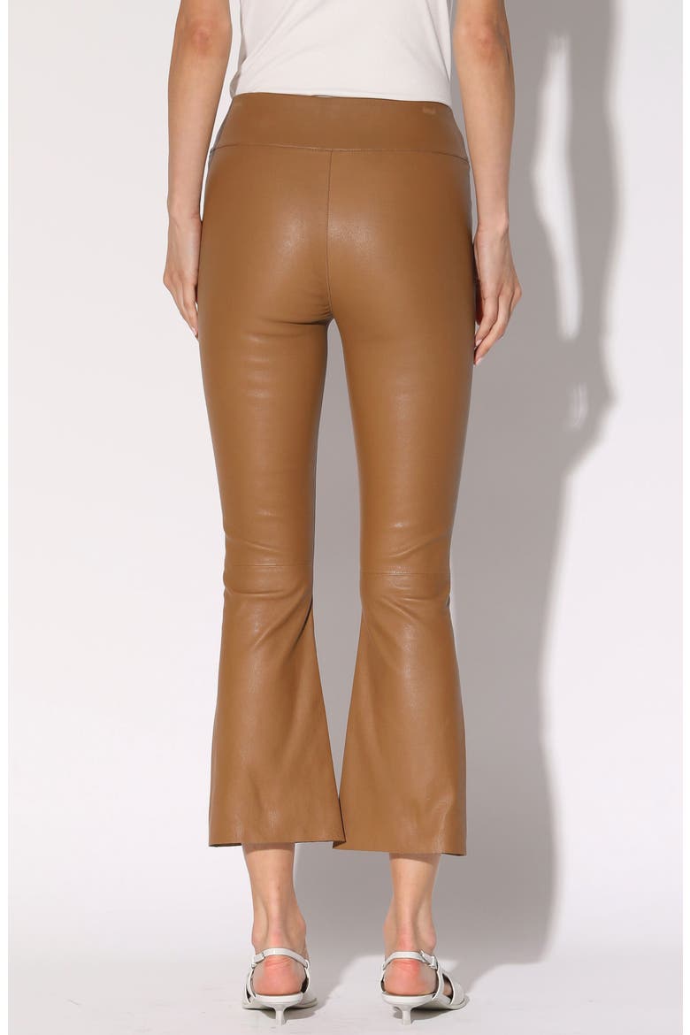 Luisa Leather Crop Flare Leg Pants, Alternate, color, CAMEL