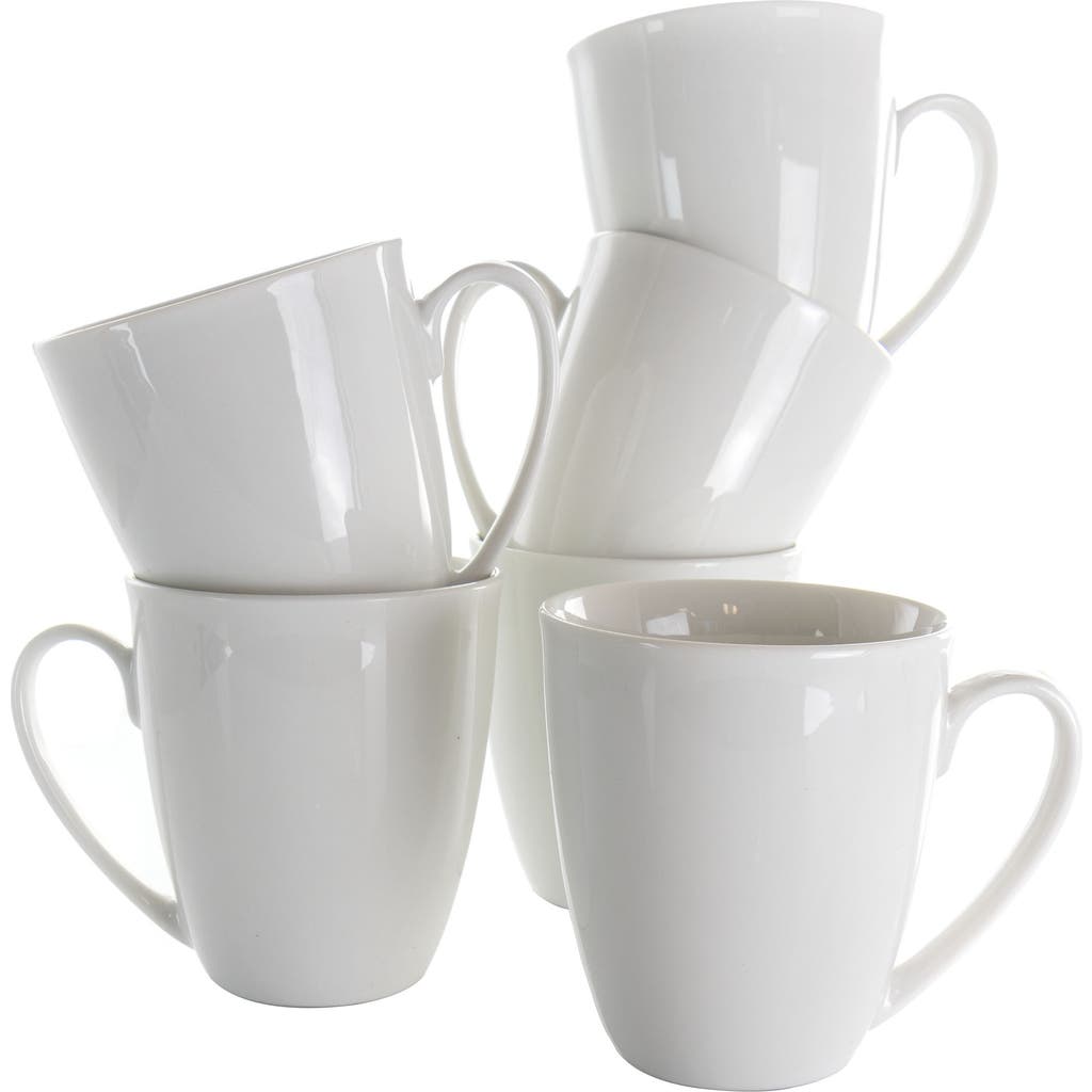 Elama Rosales 6 Piece 12 Ounce Porcelain Mug Set In White