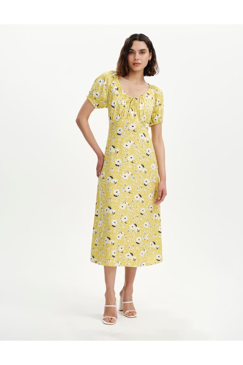 Regular Jada Puff Sleeve Midi Dress, Alternate, color, Green Floral