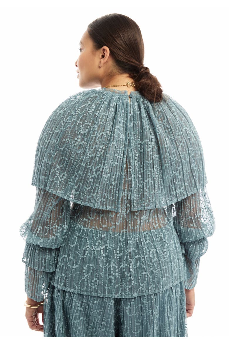 Ruffled Lace Cape Blouse, Alternate, color, MOUNTAIN SPRING
