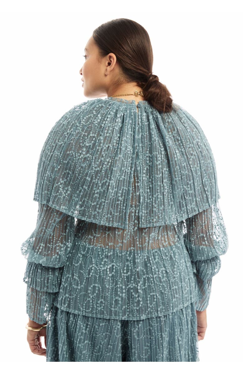 June + Vie Ruffled Lace Cape Blouse, Alternate, color, Mountain Spring