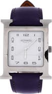 Pre-Owned Hermes Heure H Quartz Watch Stainless Steel and Leather 30