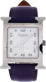 Pre-Owned Hermes Heure H Quartz Watch Stainless Steel and Leather 30