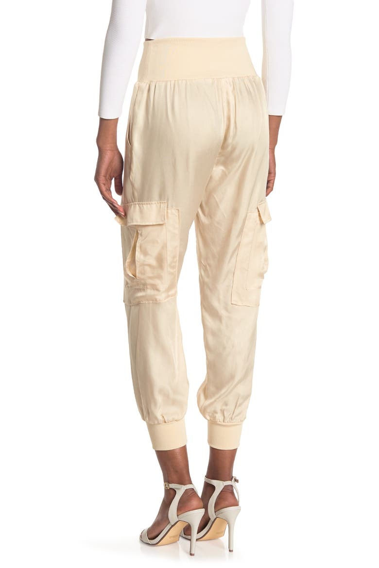 Giles Cupro Crop Cargo Joggers, Alternate, color, MAGNOLIA
