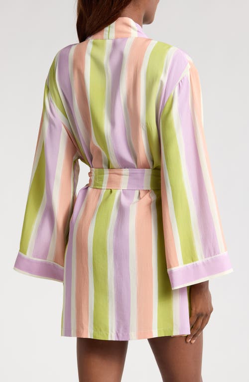 Kilo Brava Stripe Cotton Short Robe In Painted Stripe