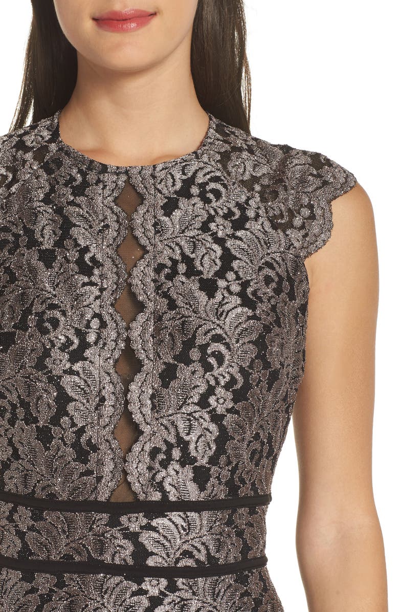Morgan & Co. Scallop Detail Lace Dress, Alternate, color,