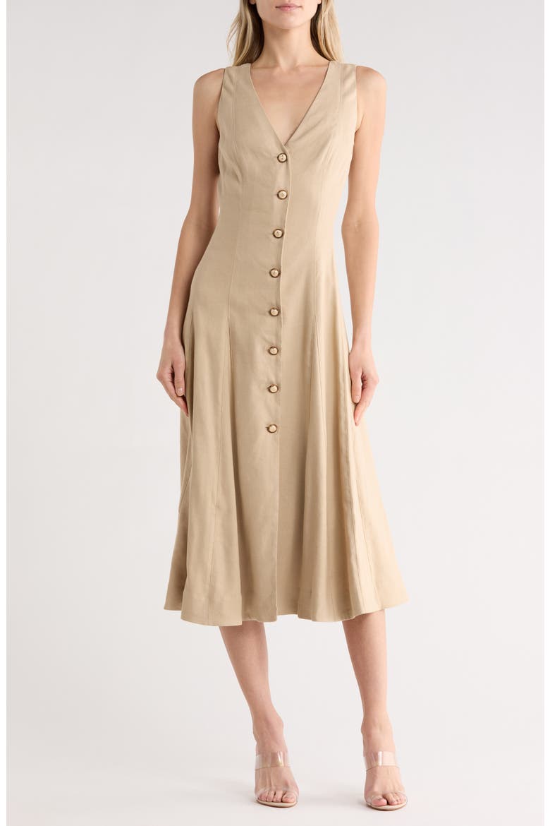 Lou Linen Blend Dress, Main, color, STONE KHAKI