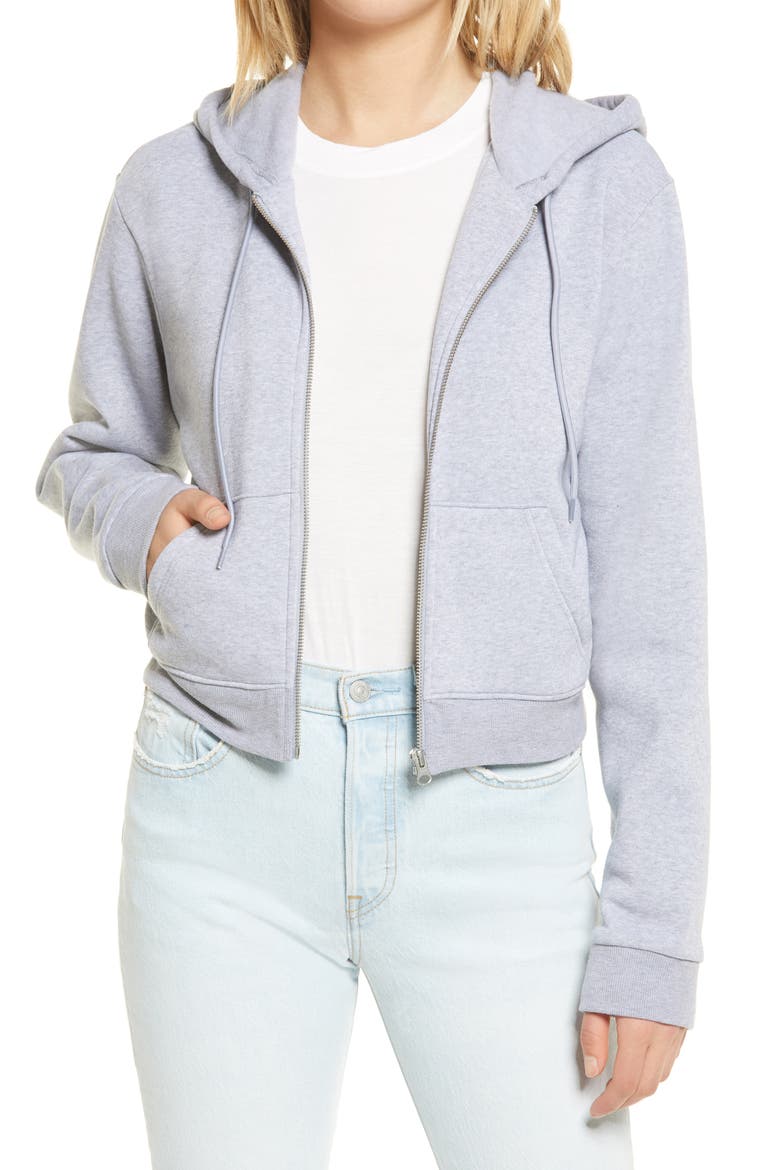 Crop Zip Hoodie, Main, color, GREY LIGHT HEATHER