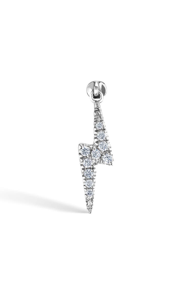 MARIA TASH 18K Gold Diamond & Sapphire Lightning Bolt Charm Earring, Alternate, color, White Gold